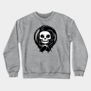 Female Bowling Skull and Bowling Pins Crewneck Sweatshirt